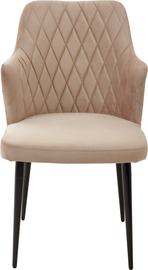 Стул Herman, мягкий, бежевый #5, велюр, черный каркас