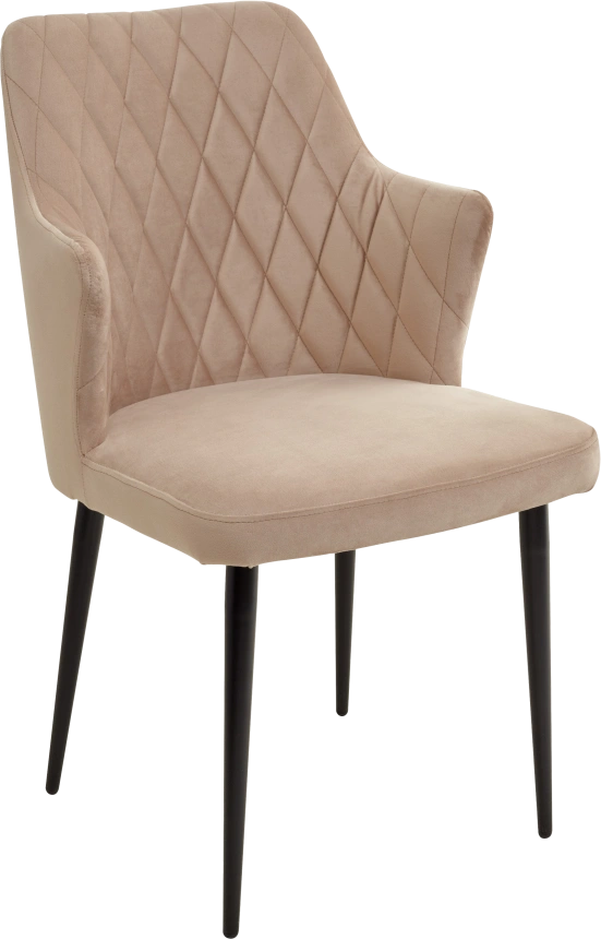 Стул Herman, мягкий, бежевый #5, велюр, черный каркас
