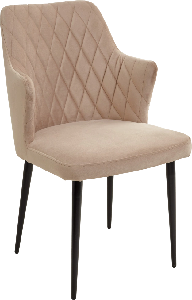 Стул Herman, мягкий, бежевый #5, велюр, черный каркас