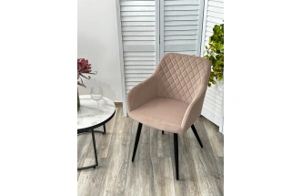 Стул Brandy, мягкий, 505-4 Латте, велюр "беспальчиковый", черный каркас