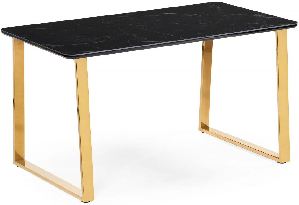 Кухонный стол Селена 2, 180x90x77, керамика, черный мрамор / золото