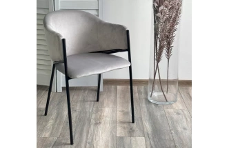 Стул Дилл, мягкий, H-09 светло-серый, велюр, черный каркас 