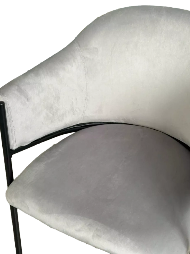 Стул Дилл, мягкий, H-09 светло-серый, велюр, черный каркас