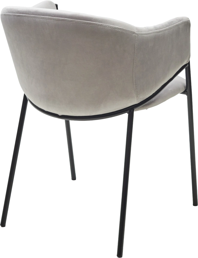Стул Дилл, мягкий, H-09 светло-серый, велюр, черный каркас