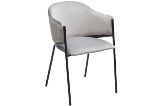 Стул Дилл, мягкий, H-09 светло-серый, велюр, черный каркас 
