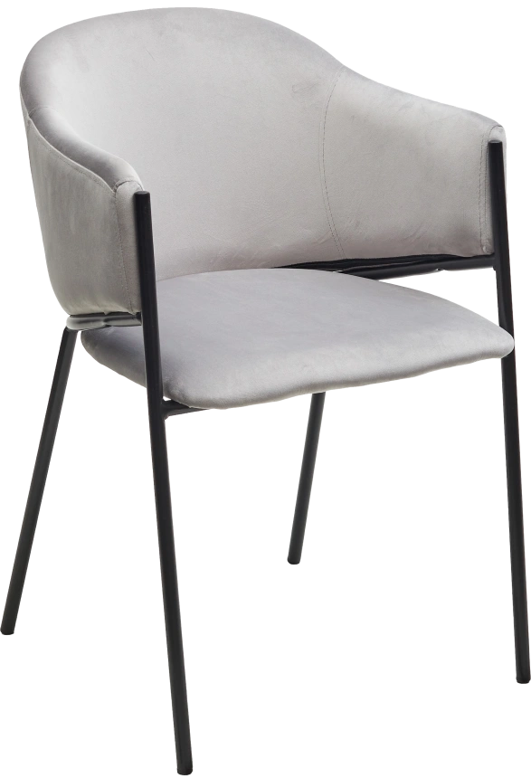 Стул Дилл, мягкий, H-09 светло-серый, велюр, черный каркас