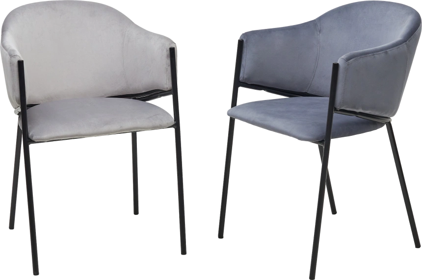 Стул Дилл, мягкий, H-09 светло-серый, велюр, черный каркас