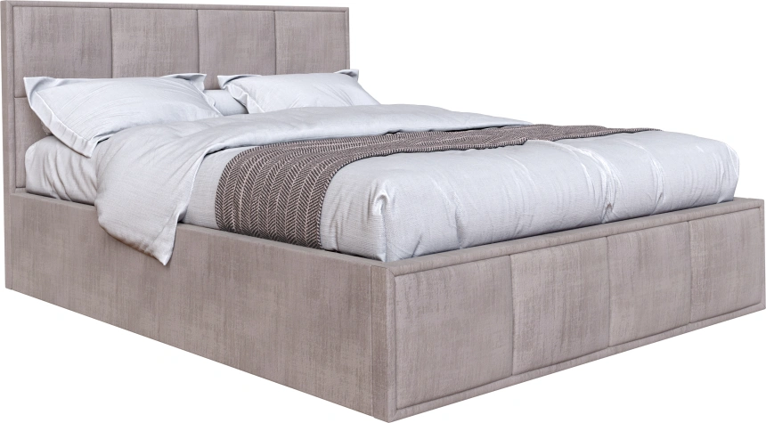 Кровать Октавия 180, мягкая, двуспальная, лана бежевый