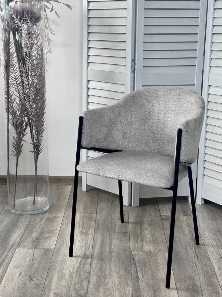 Стул Дилл, мягкий, Lana 80 серый, ткань, черный каркас