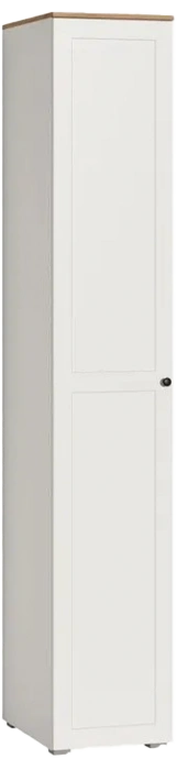 Шкаф одностворчатый Опра, распашной с полками, белый PE шагрень / дуб золотой craft