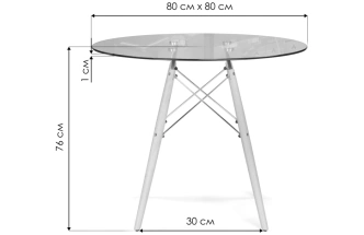 Кухонный стол PT-151 80, стекло, clear glass / wood