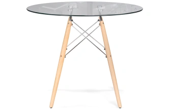 Кухонный стол PT-151 80, стекло, clear glass / wood