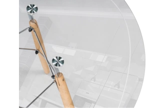 Кухонный стол PT-151 80, стекло, clear glass / wood