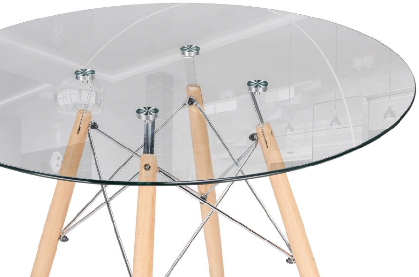 Кухонный стол PT-151 80, стекло, clear glass / wood