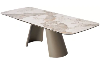 Обеденный раздвижной стол Stefan 180, Gloss Luxury Pandora, керамика, стекло, каркас латте