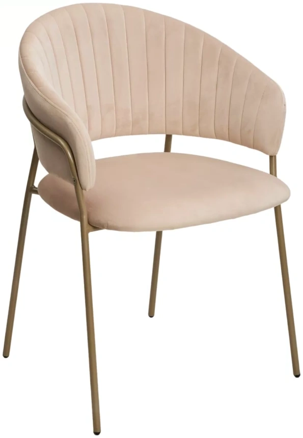 Стул Гемма, мягкий, H-06 Бежевый, велюр, шампань каркас