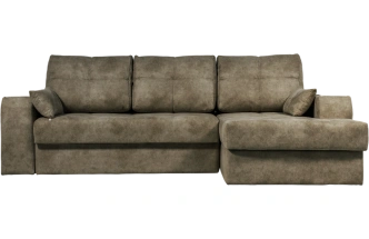 Диван угловой Остин, ткань Tornado stone, угол правый, декор Рамух белый