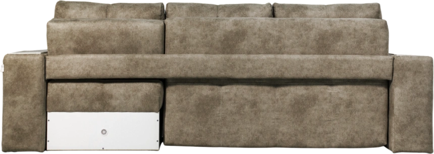 Диван угловой Остин, ткань Tornado stone, угол правый, декор Рамух белый