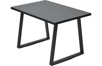 Кухонный стол раздвижной Вижн 120, Черный, стекло, черный каркас