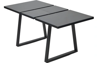 Кухонный стол раздвижной Вижн 120, Черный, стекло, черный каркас