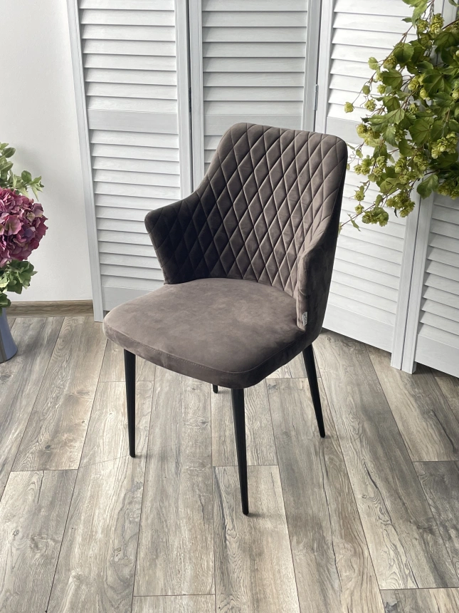 Стул Herman, мягкий, графит #14 велюр, черный каркас