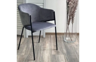 Стул Дилл, мягкий, H-14 серый, велюр, черный каркас