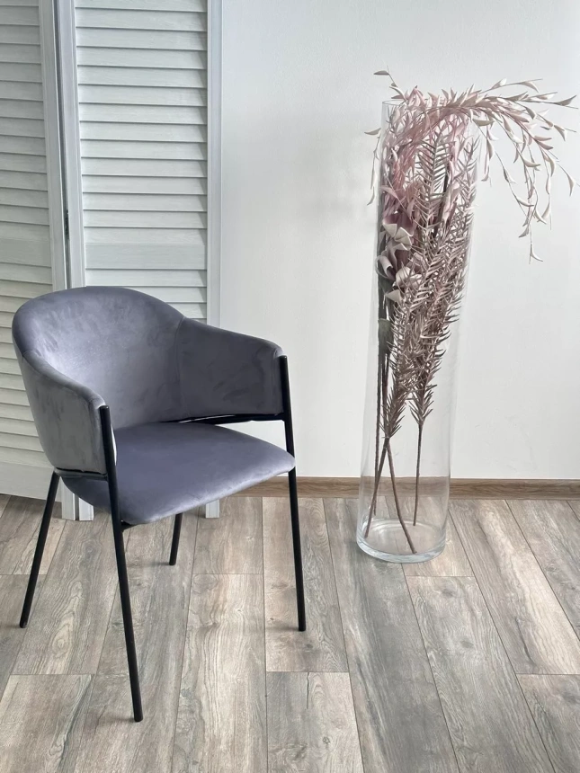 Стул Дилл, мягкий, H-14 серый, велюр, черный каркас 
