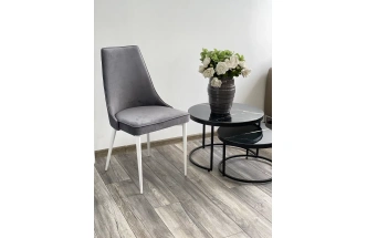 Стул Nepal-P, мягкий, серый #27, велюр, белый каркас