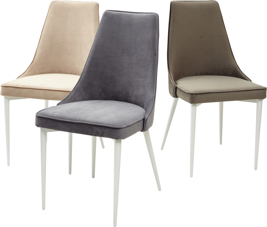 Стул Nepal-P, мягкий, серый #27, велюр, белый каркас 