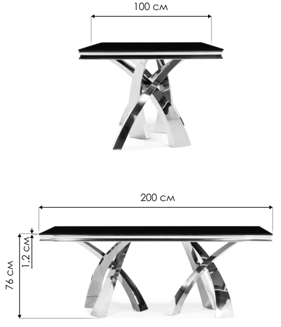 Обеденный стол Komin 2, керамика, черный / золото