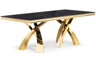 Обеденный стол Komin 2, керамика, черный / золото