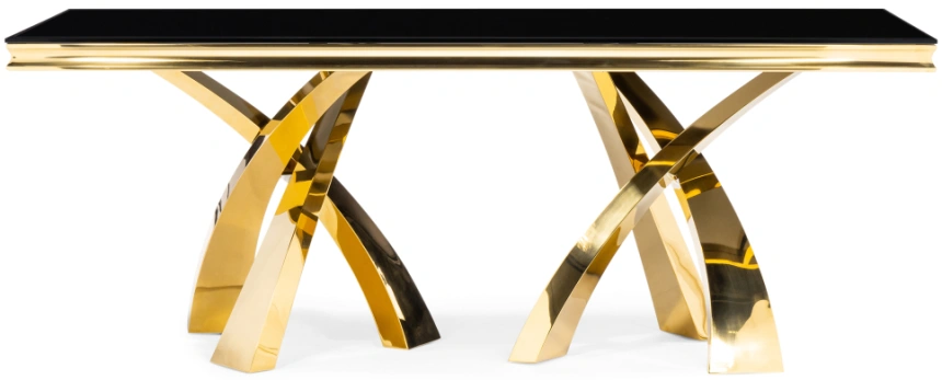 Обеденный стол Komin 2, керамика, черный / золото