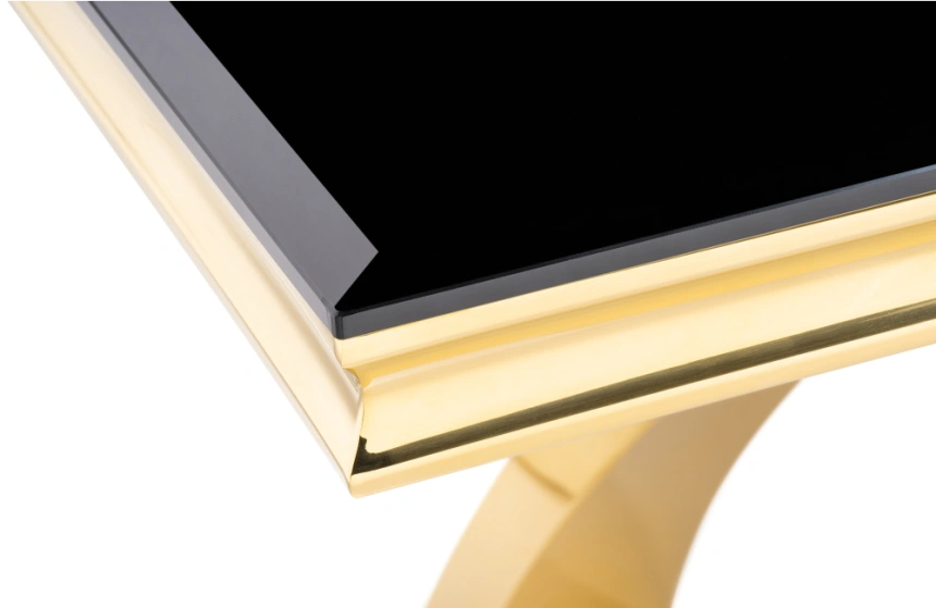 Обеденный стол Komin 2, керамика, черный / золото