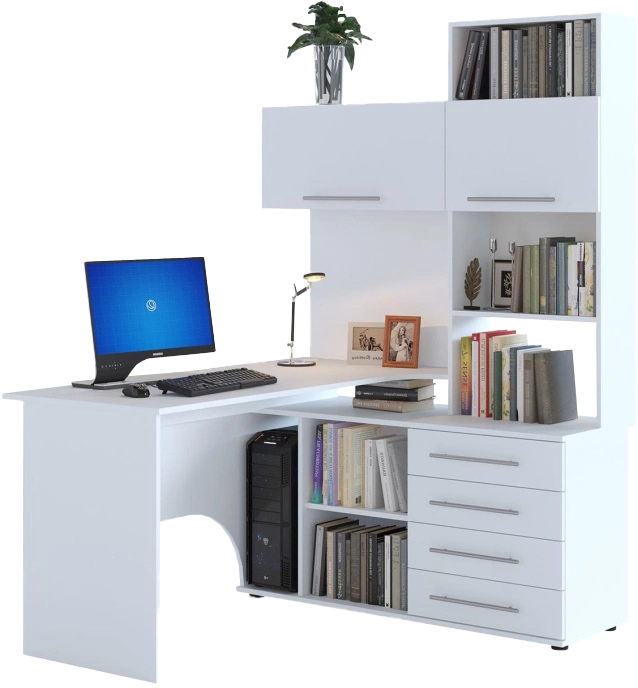 Стол компьютерный правый КСТ-14П, белый 