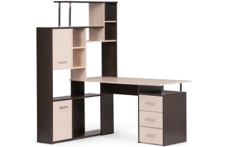 Стол компьютерный левый КС-15, венге / дуб молочный левый