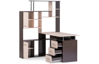 Стол компьютерный левый КС-15, венге / дуб молочный левый