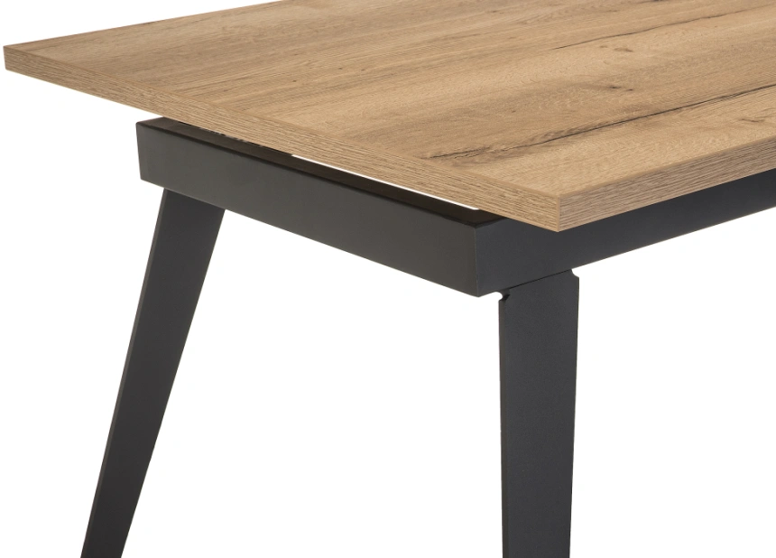 Кухонный обеденный раздвижной стол Кхал, 140(180)х80х78, галифакс графит / натуральный