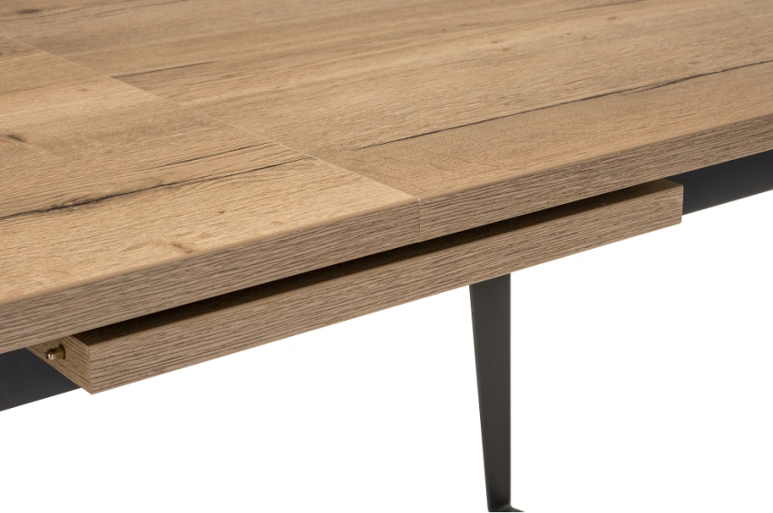 Кухонный обеденный раздвижной стол Кхал, 140(180)х80х78, галифакс графит / натуральный