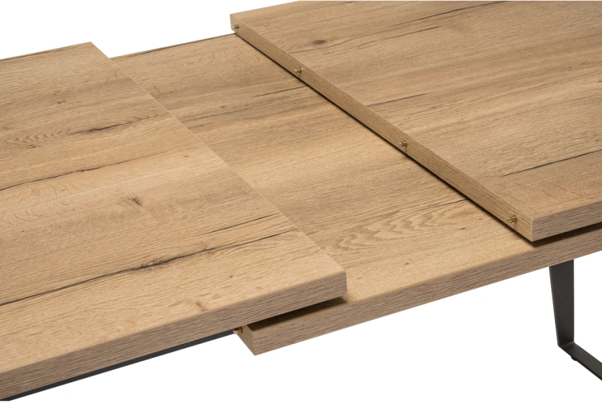 Кухонный обеденный раздвижной стол Кхал, 140(180)х80х78, галифакс графит / натуральный