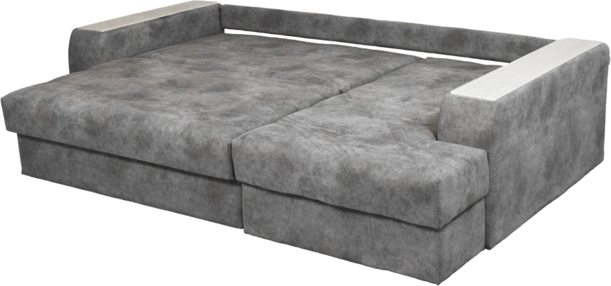 Диван угловой Остин, ткань Tornado blue steel, угол правый, декор Рамух белый