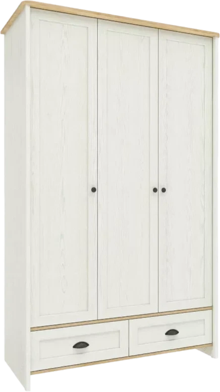 Шкаф Тифани трехдверный с ящиками, Дуб небраска / Белый