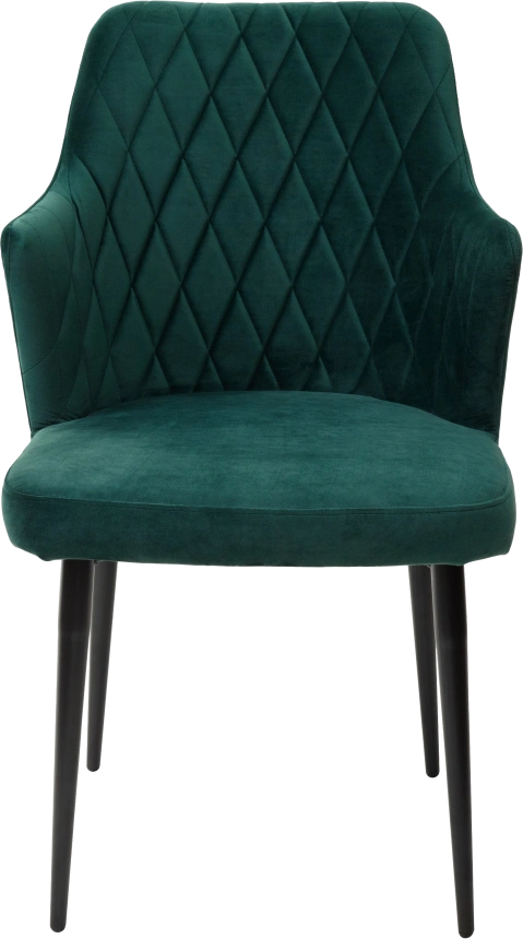 Стул Herman, мягкий, зеленый #19, велюр, черный каркас