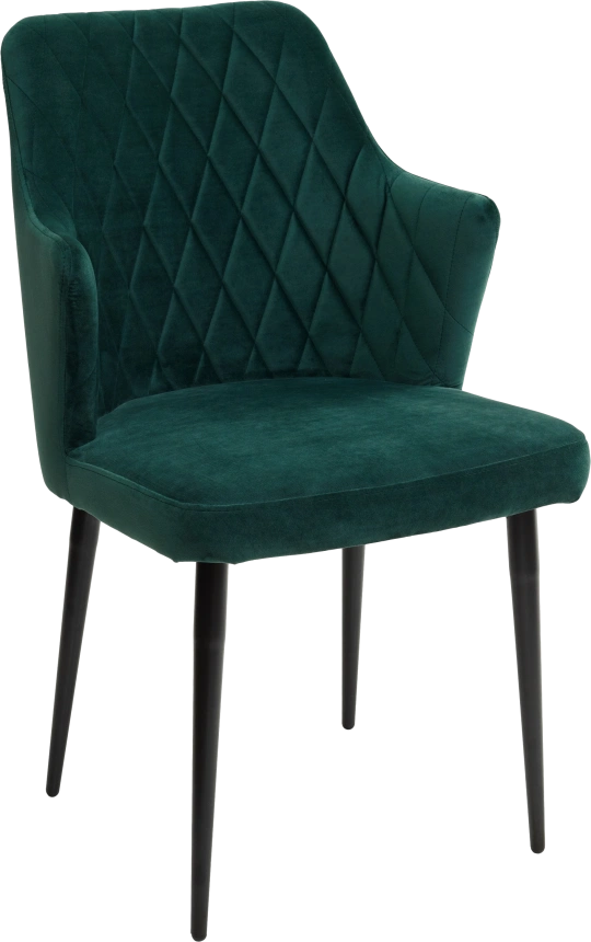 Стул Herman, мягкий, зеленый #19, велюр, черный каркас