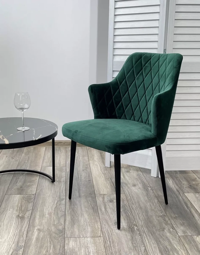 Стул Herman, мягкий, зеленый #19, велюр, черный каркас