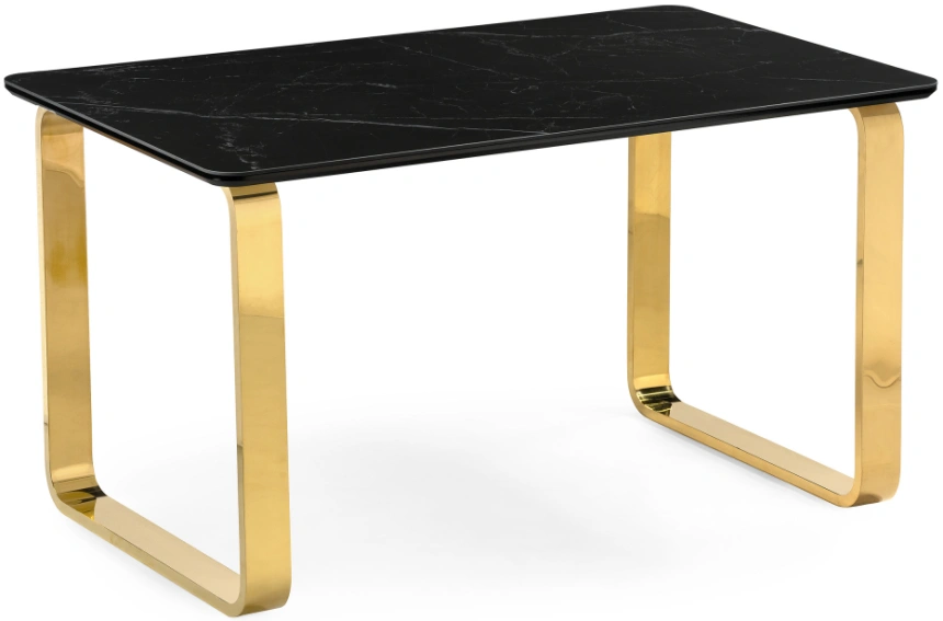 Кухонный стол Селена 4, 180x90x77, керамика, черный мрамор / золото