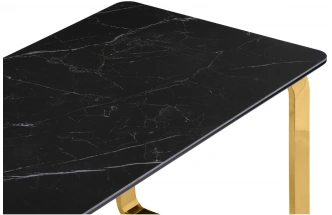 Кухонный стол Селена 4, 180x90x77, керамика, черный мрамор / золото