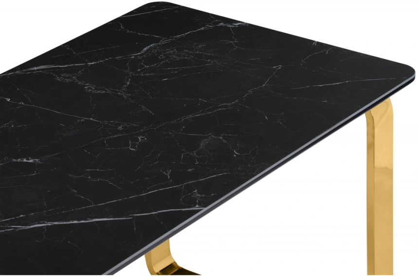 Кухонный стол Селена 4, 180x90x77, керамика, черный мрамор / золото
