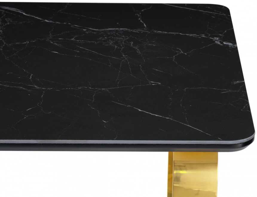 Кухонный стол Селена 4, 180x90x77, керамика, черный мрамор / золото