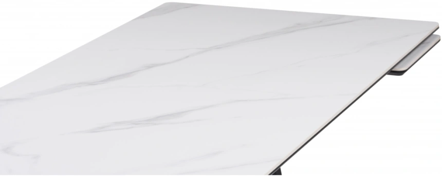 Обеденный раздвижной стол Памелла 140(200), керамика, белый мрамор / черный