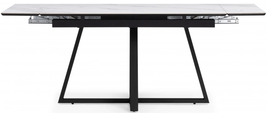 Обеденный раздвижной стол Памелла 140(200), керамика, белый мрамор / черный